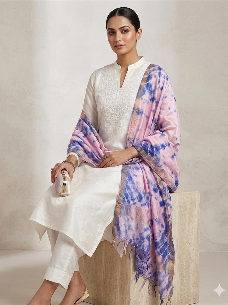 Chikankari Chanderi 3 pieces Shuits 