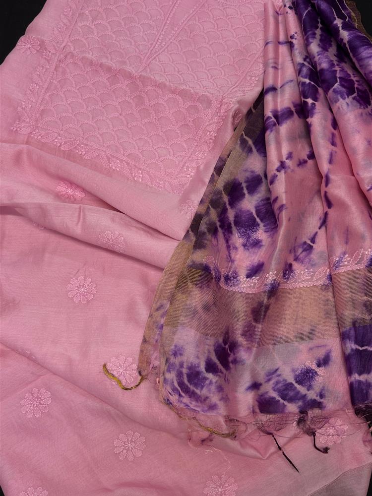 Chikankari Chanderi 3 pieces Shuits 