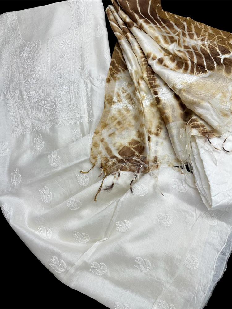 Chikankari Chanderi 3 pieces Shuits 