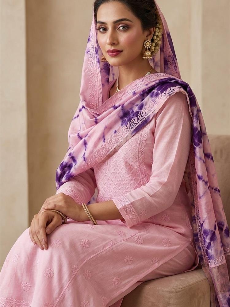 Chikankari Chanderi 3 pieces Shuits 