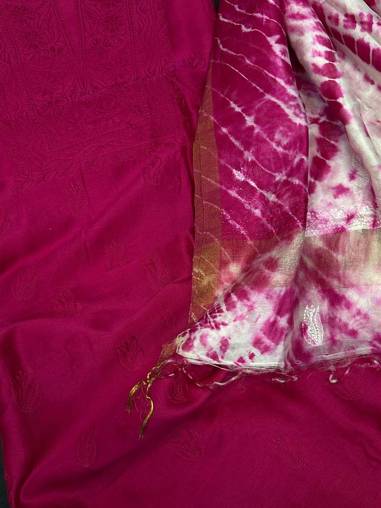 Chikankari Chanderi 3 pieces Shuits 
