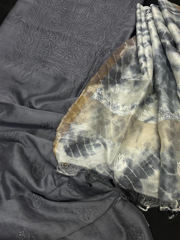 Chikankari Chanderi 3 pieces Shuits 