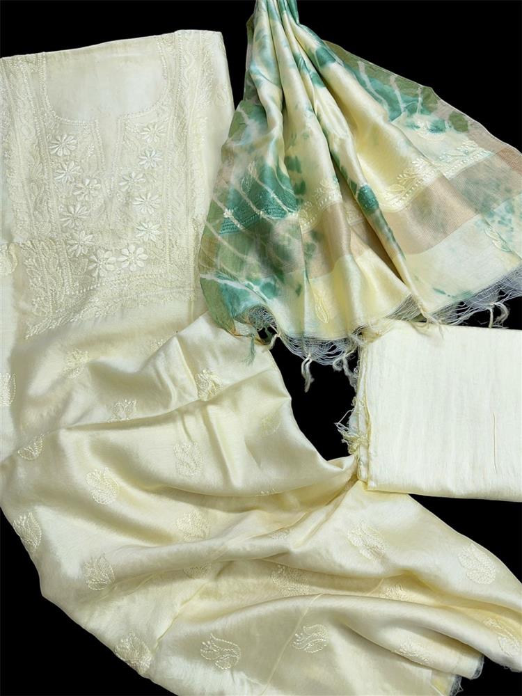 Chikankari Chanderi 3 pieces Shuits 