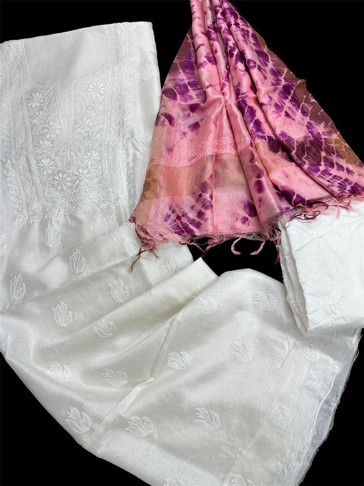 Chikankari Chanderi 3 pieces Shuits 