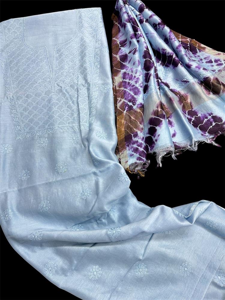 Chikankari Chanderi 3 pieces Shuits 