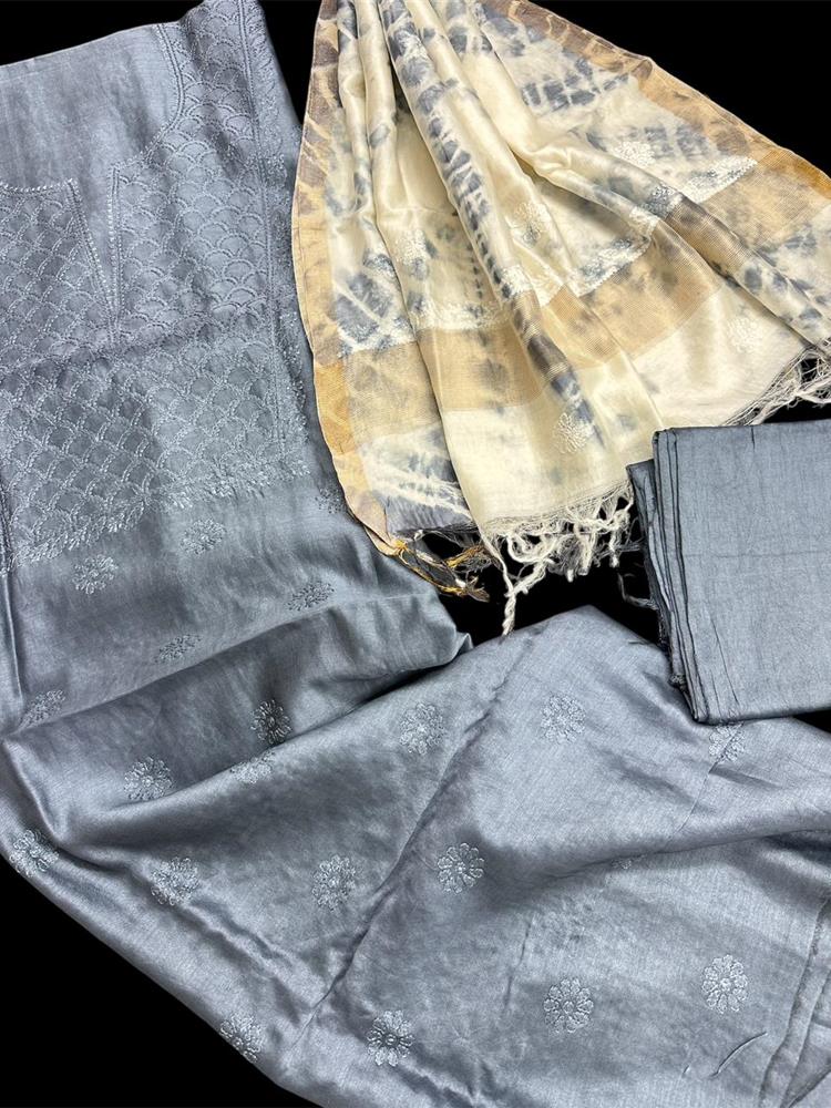 Chikankari Chanderi 3 pieces Shuits 