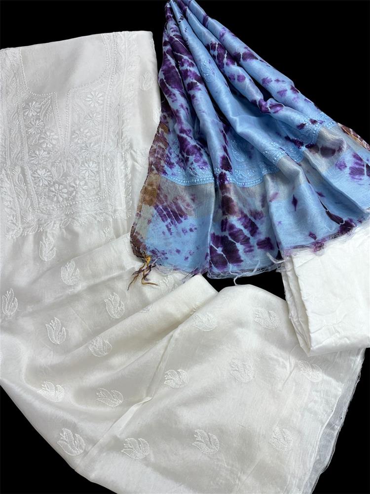Chikankari Chanderi 3 pieces Shuits 