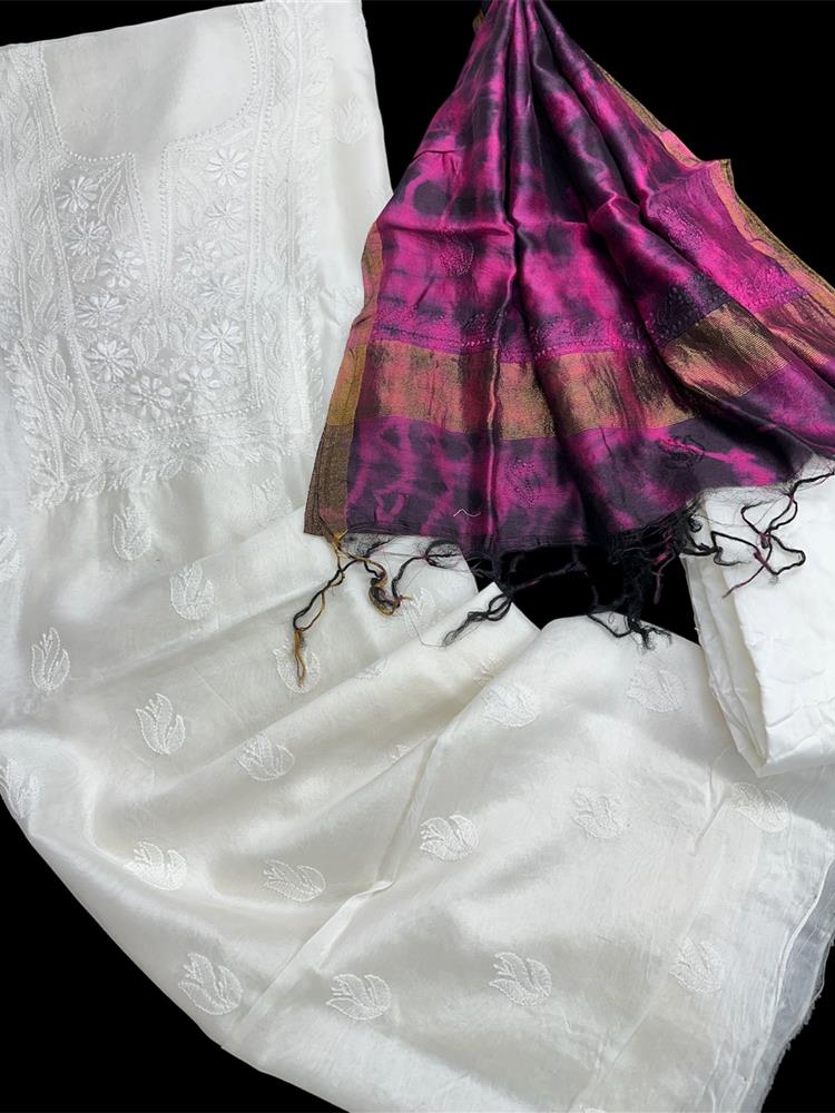Chikankari Chanderi 3 pieces Shuits 