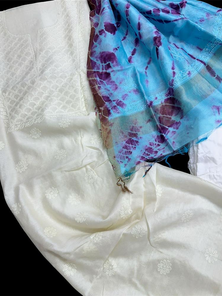 Chikankari Chanderi 3 pieces Shuits 