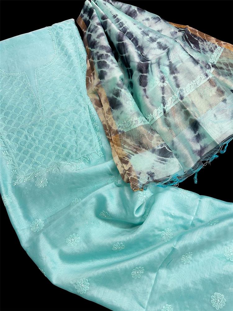 Chikankari Chanderi 3 pieces Shuits 