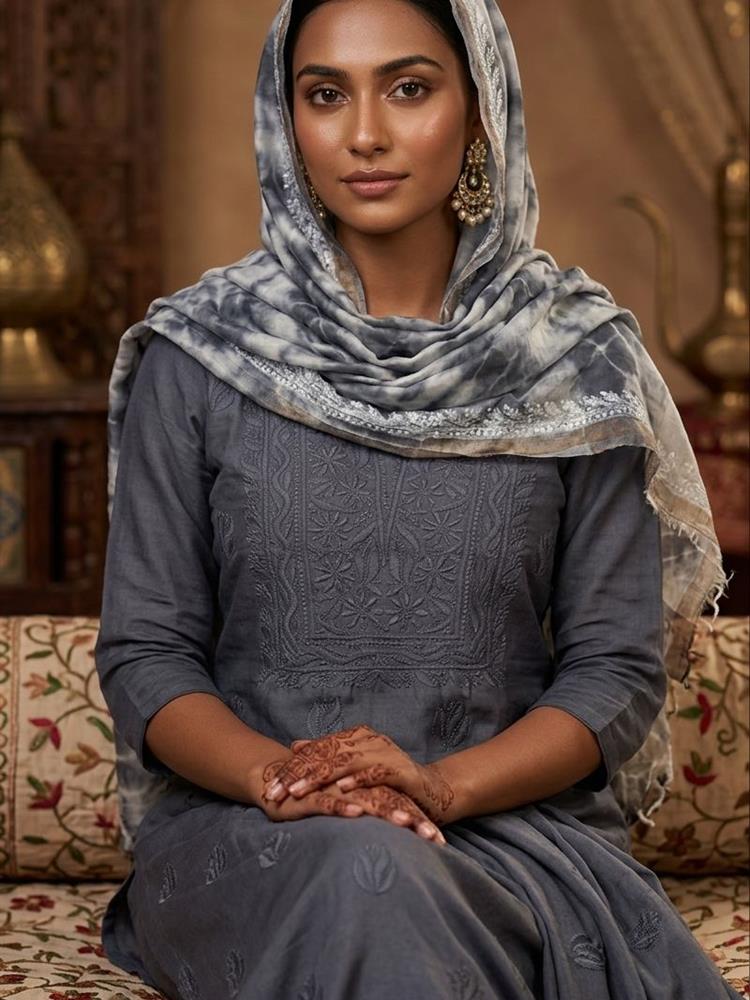 Chikankari Chanderi 3 pieces Shuits 