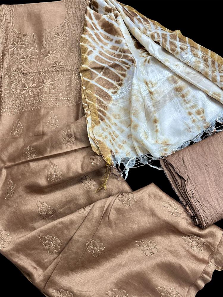 Chikankari Chanderi 3 pieces Shuits 