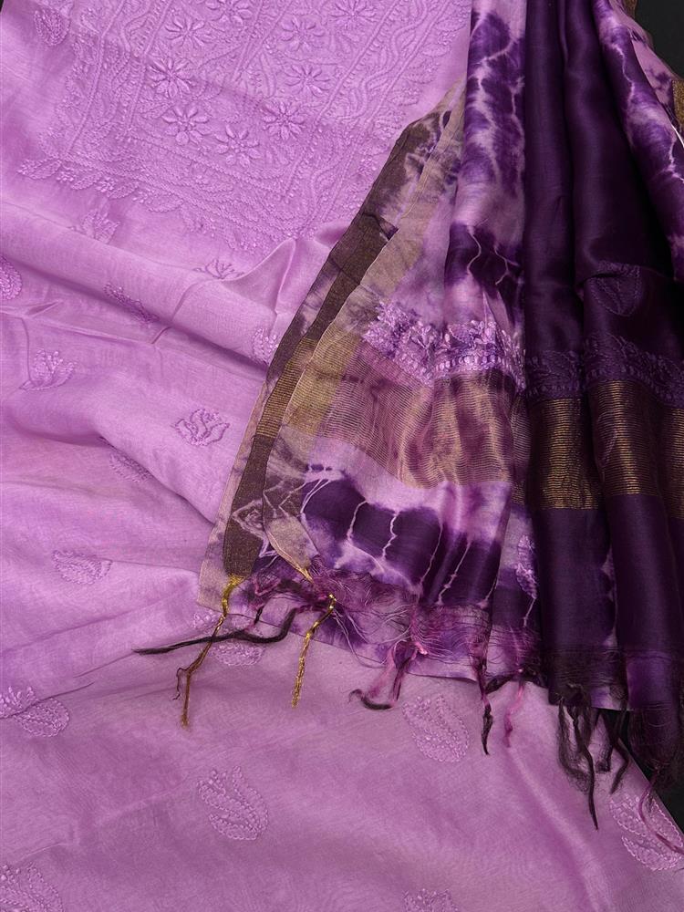Chikankari Chanderi 3 pieces Shuits 