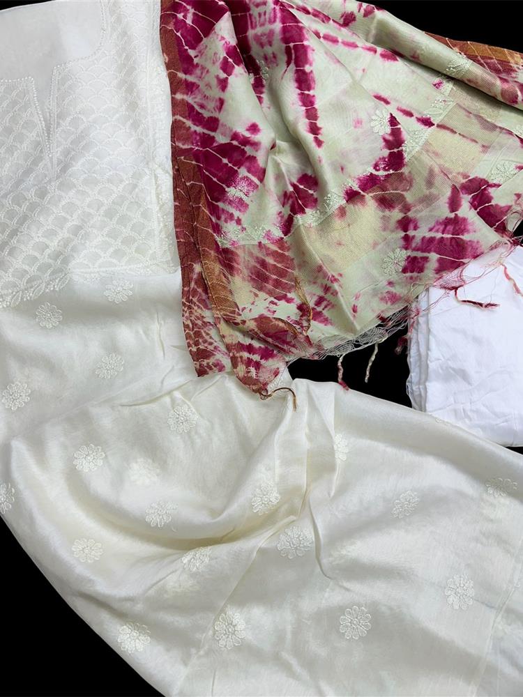Chikankari Chanderi 3 pieces Shuits 