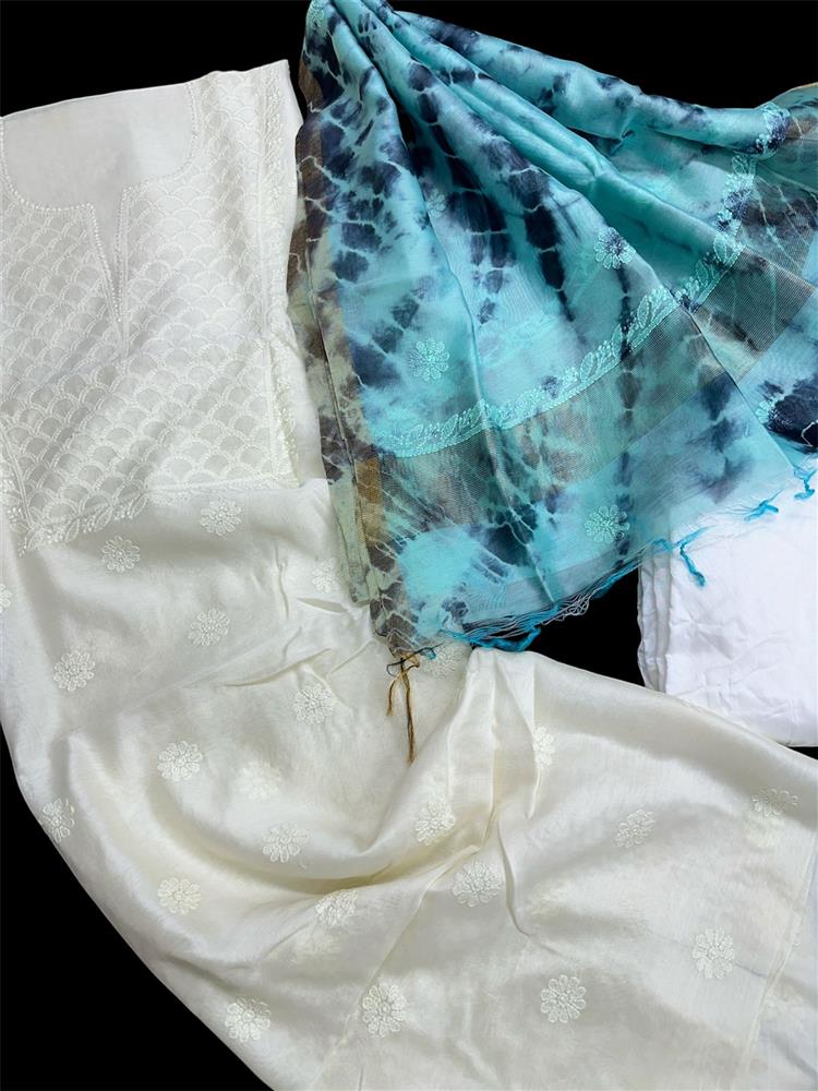 Chikankari Chanderi 3 pieces Shuits 