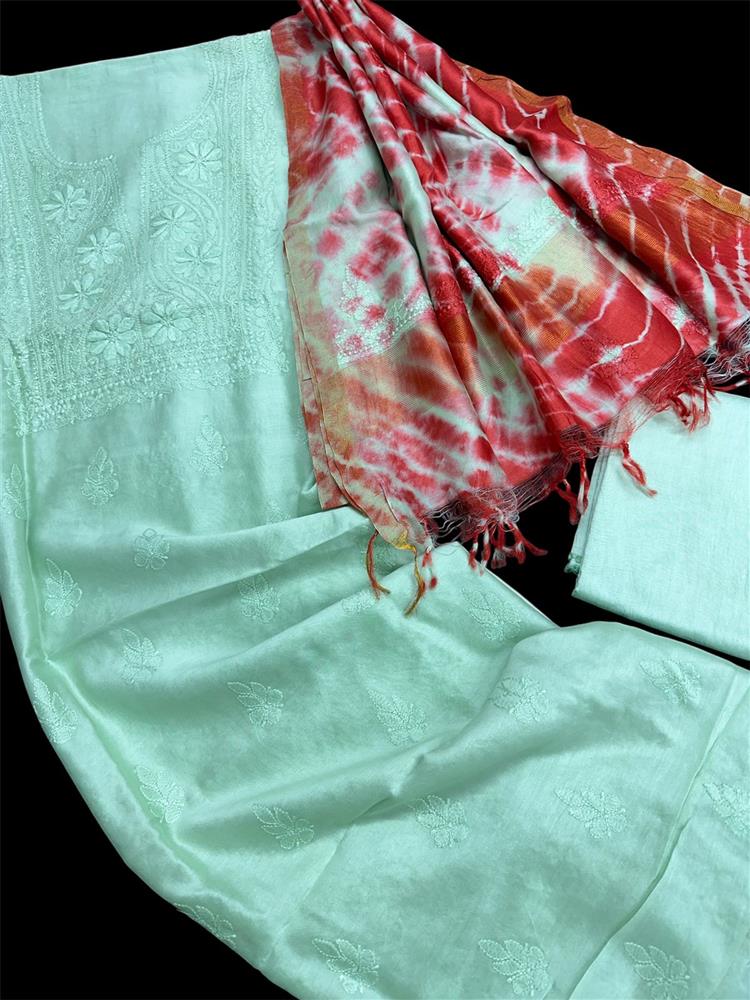 Chikankari Chanderi 3 pieces Shuits 