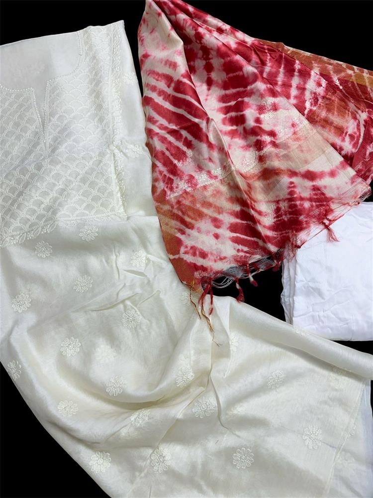 Chikankari Chanderi 3 pieces Shuits 