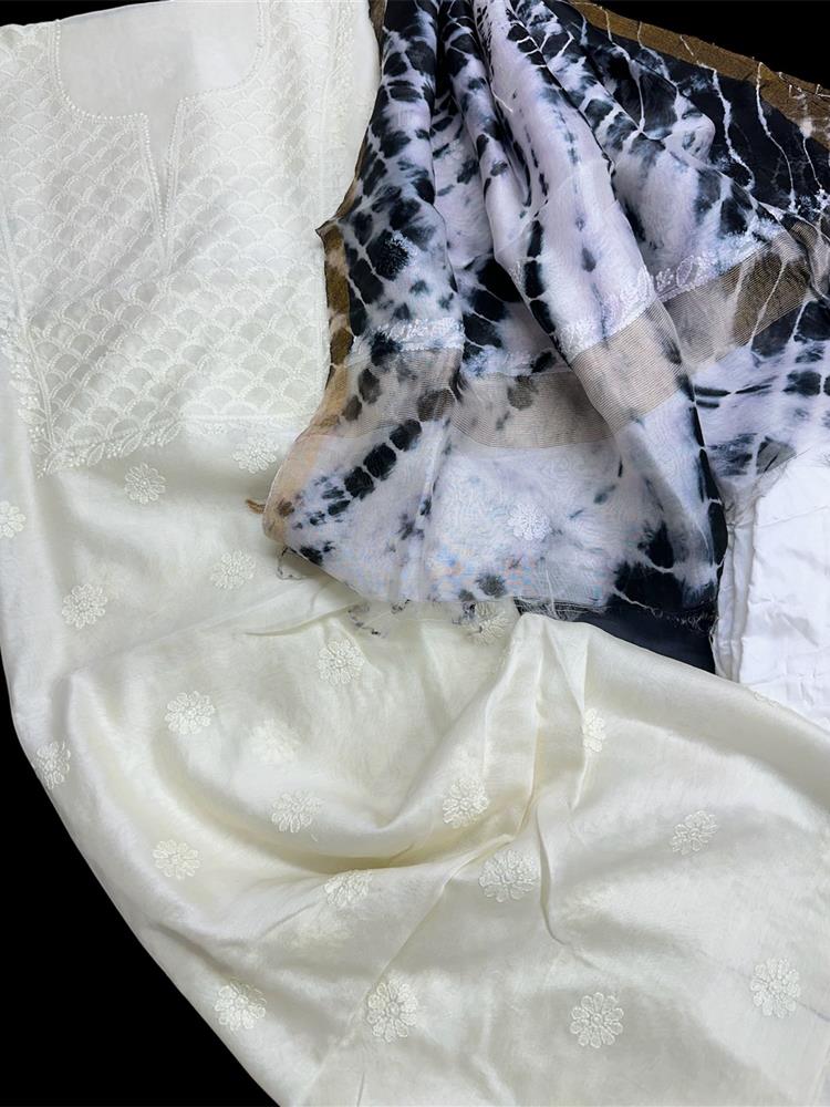 Chikankari Chanderi 3 pieces Shuits 