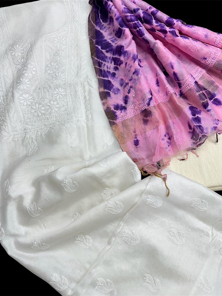 Chikankari Chanderi 3 pieces Shuits 