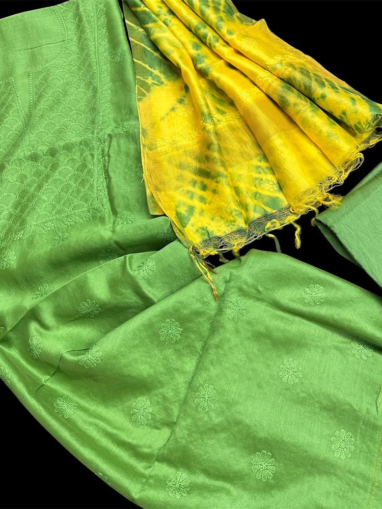 Chikankari Chanderi 3 pieces Shuits 
