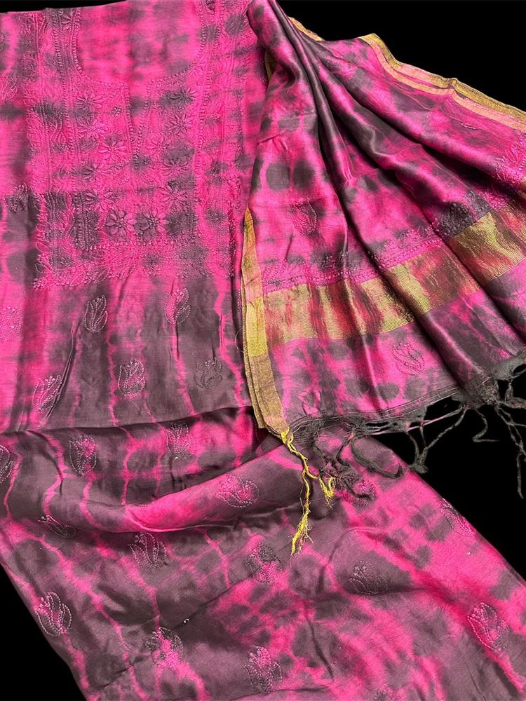 Chikankari Chanderi 3 pieces Shuits 