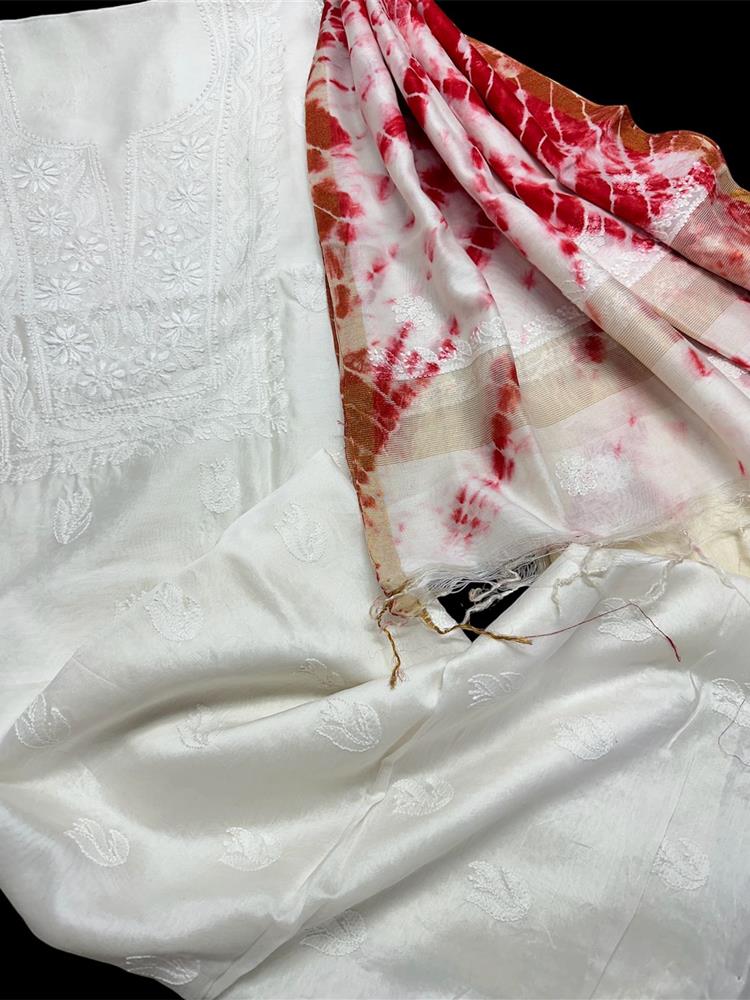 Chikankari Chanderi 3 pieces Shuits 