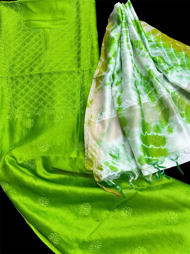 Chikankari Chanderi 3 pieces Shuits 