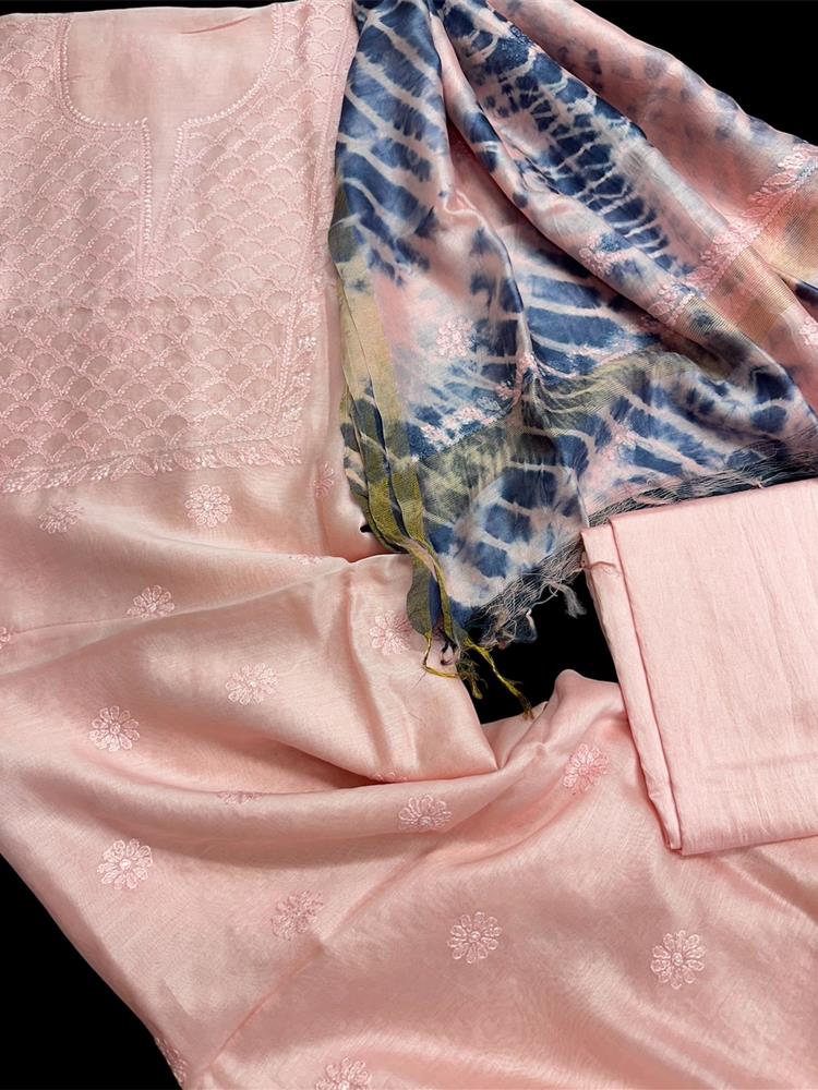 Chikankari Chanderi 3 pieces Shuits 