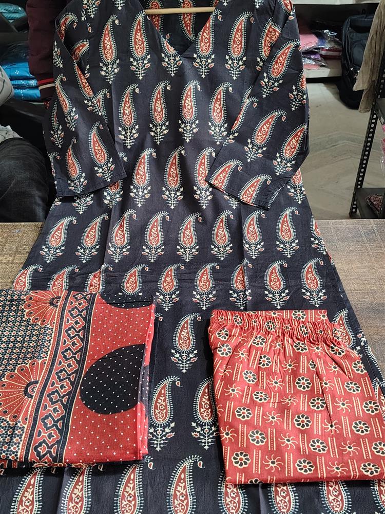 Cotton kurti pant dupatta setp
