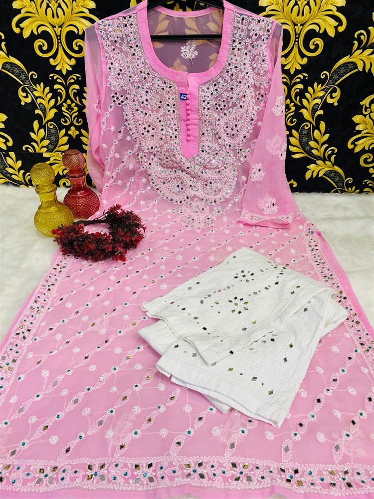 Chikankari Mirror Work Kurtis