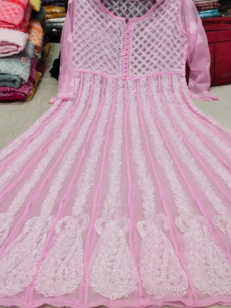 Chikankari Yog Anarkali Kurti 