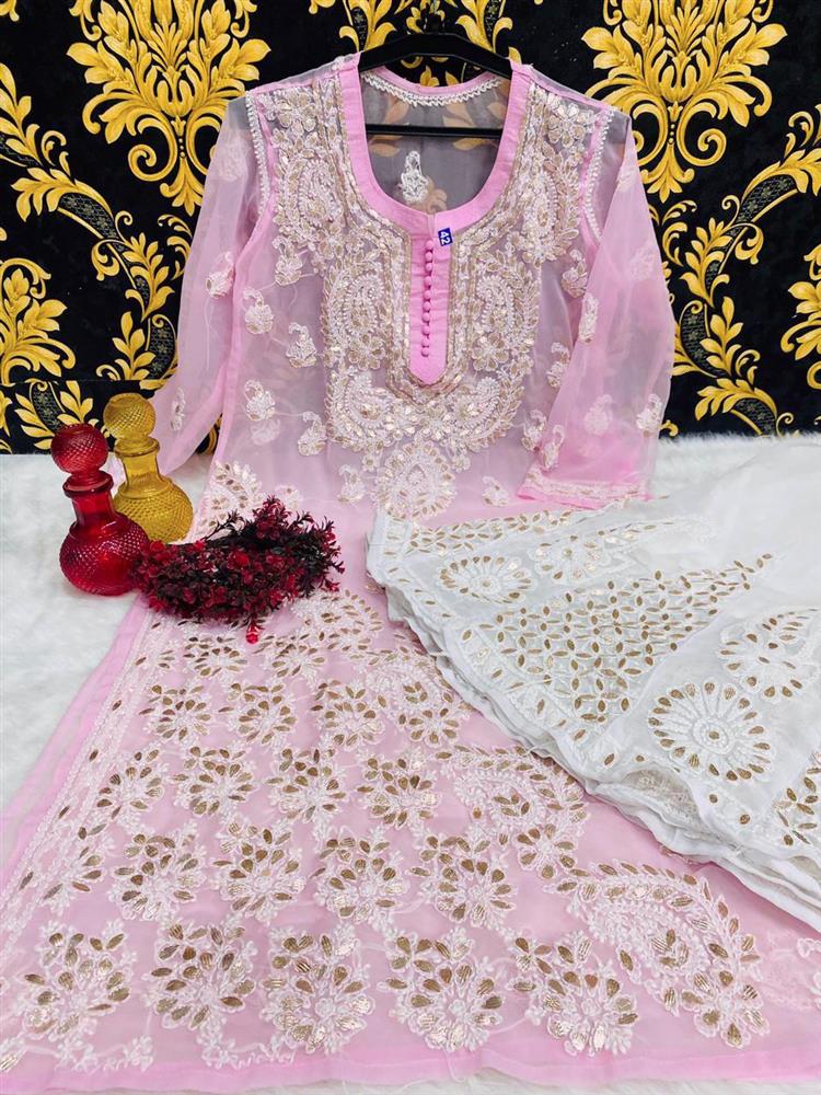 Chikankari Gottapati work with sarara