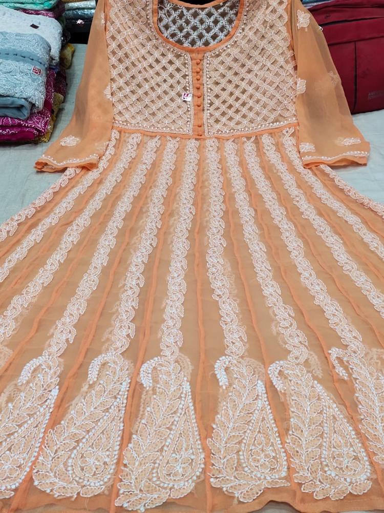 Chikankari Yog Anarkali Kurti 