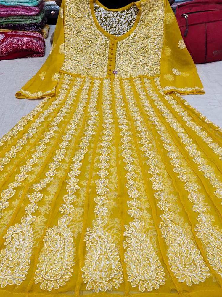 Chikankari Yog Anarkali Kurti 