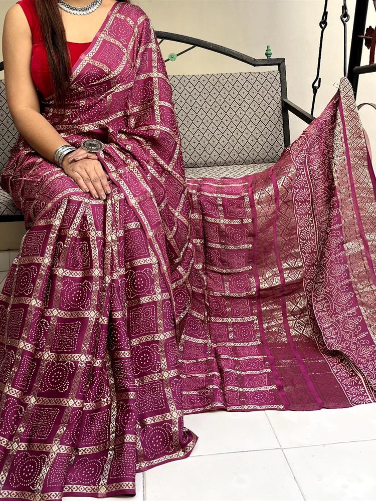 Modal Silk Ajarakh Saree