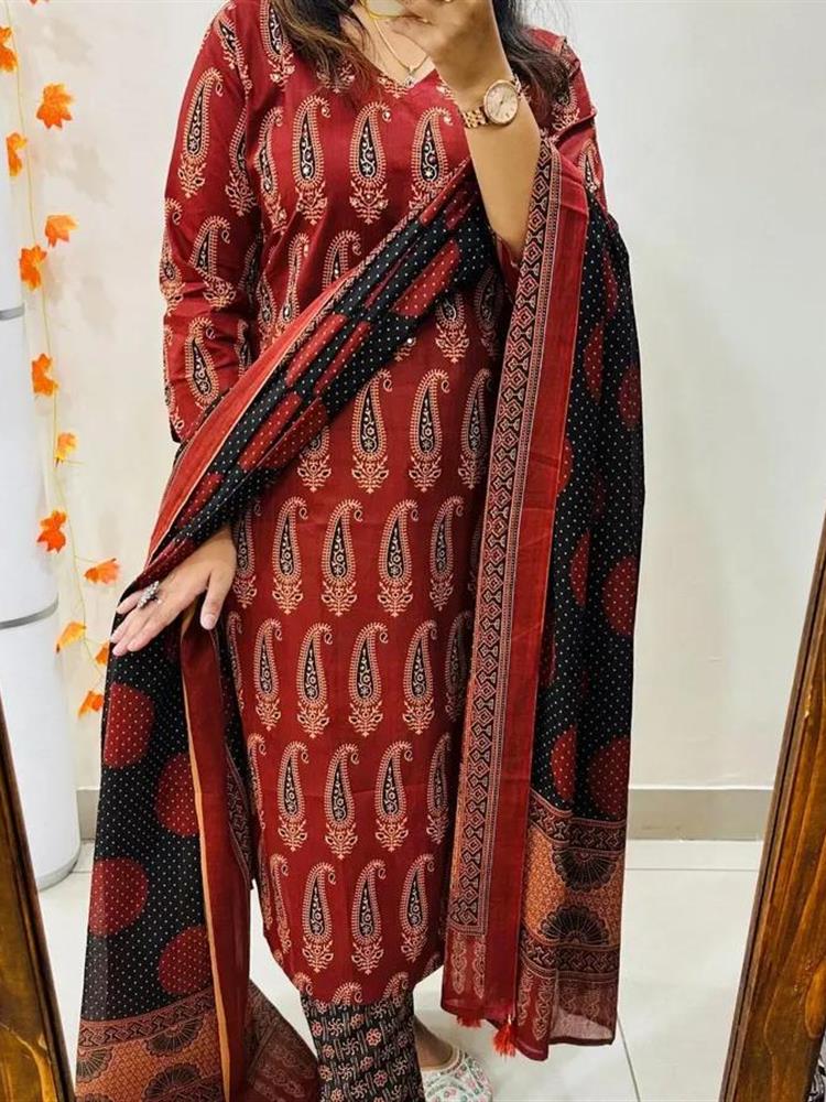 Cotton kurti pant dupatta setp