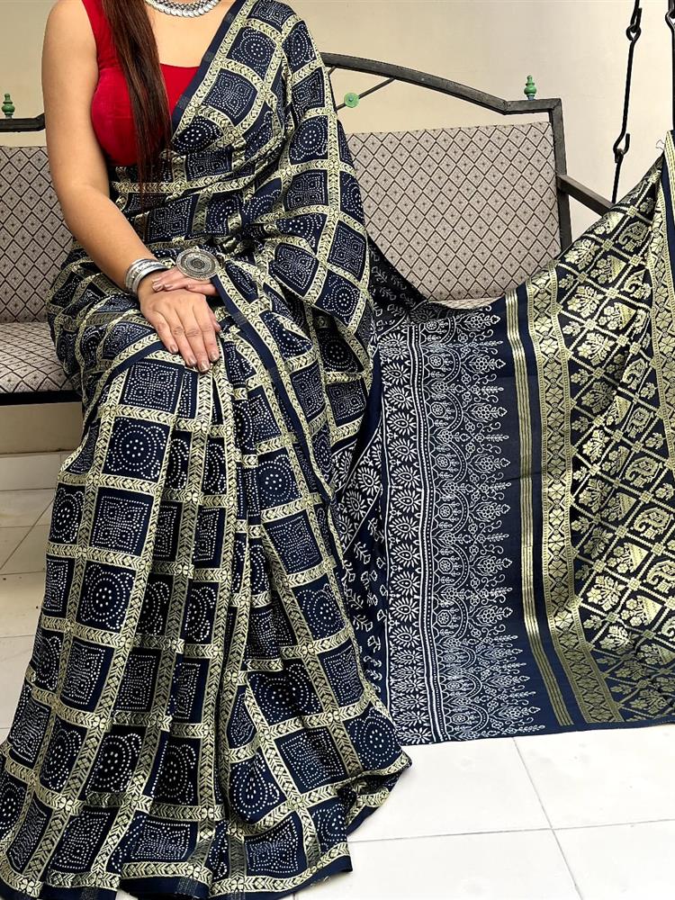 Modal Silk Ajarakh Saree