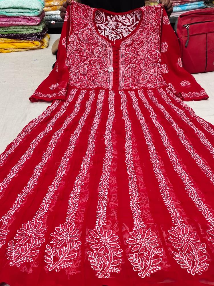 Chikankari Yog Anarkali Kurti 