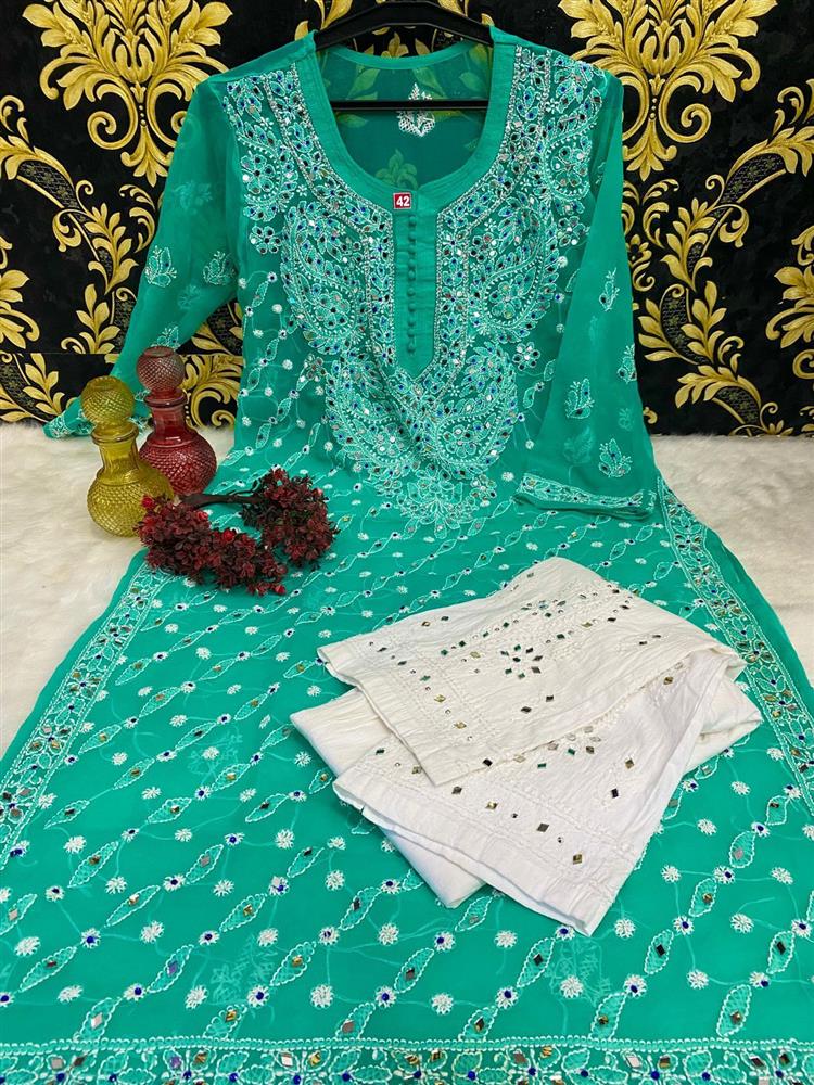 Chikankari Mirror Work Kurtis