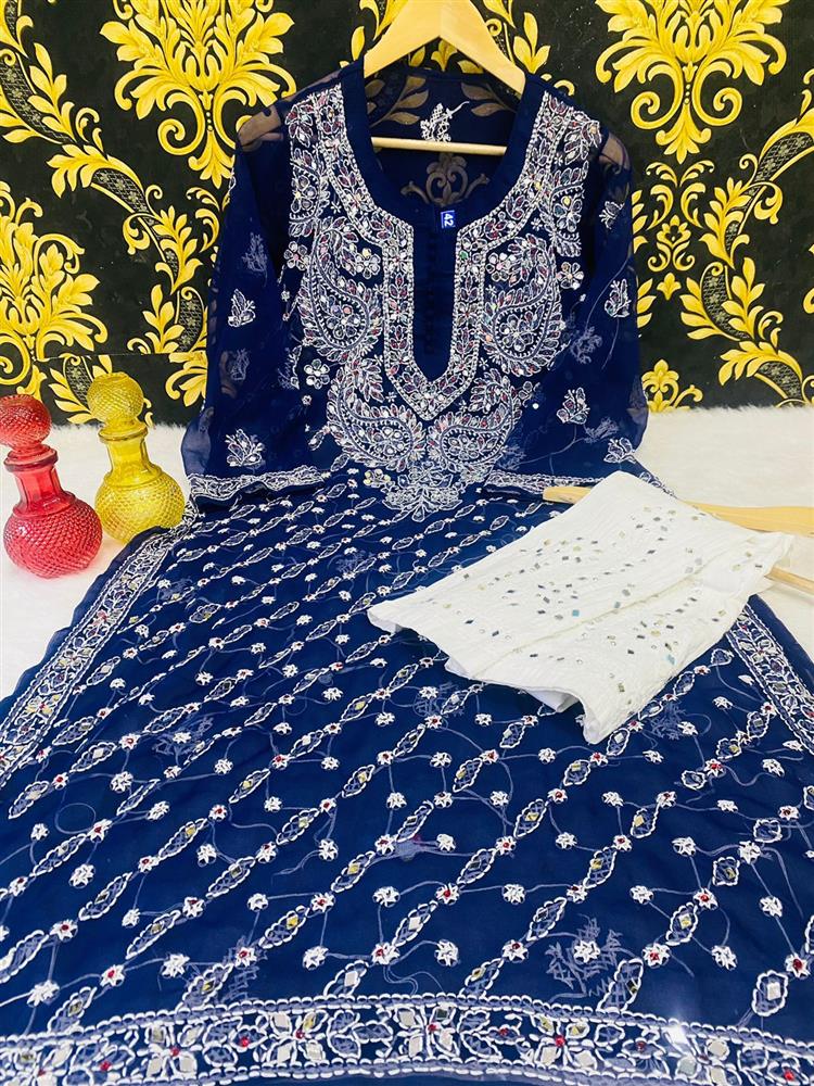 Chikankari Mirror Work Kurtis