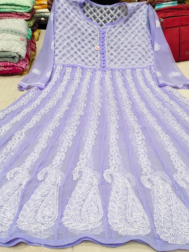Chikankari Yog Anarkali Kurti 