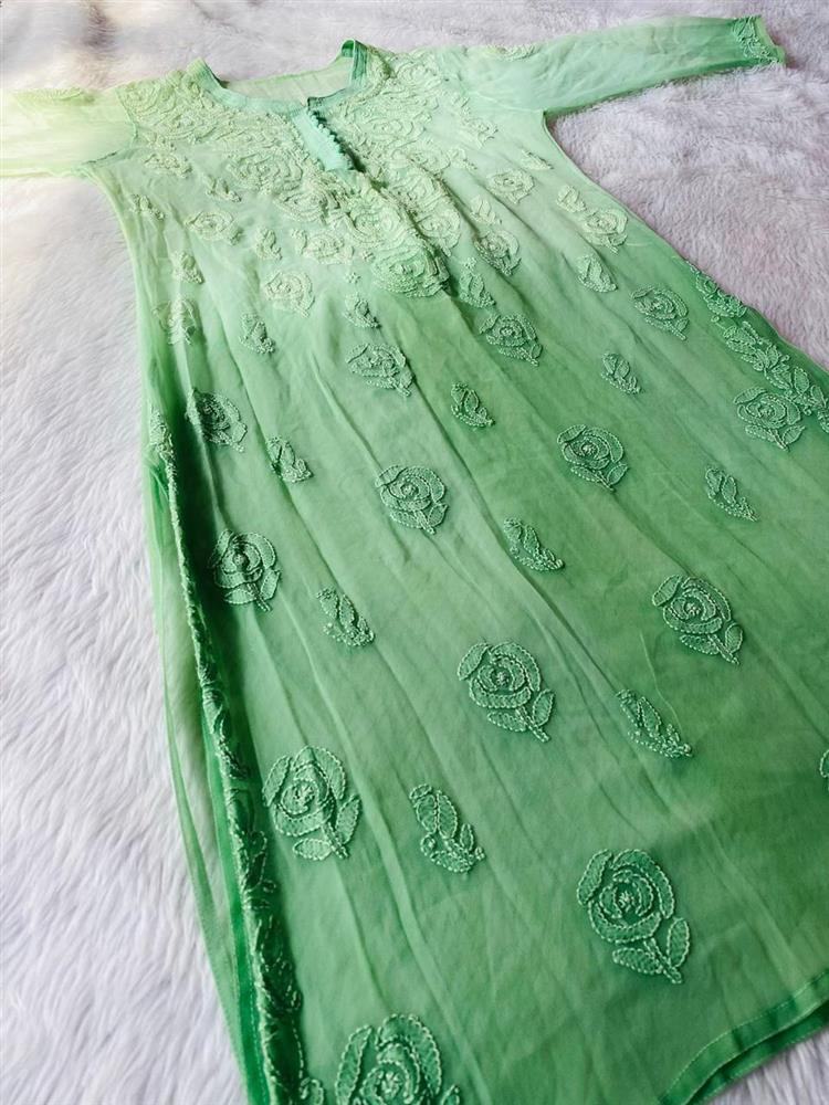 Chikankari Georgette Kurti With Sarara Dupatta Set