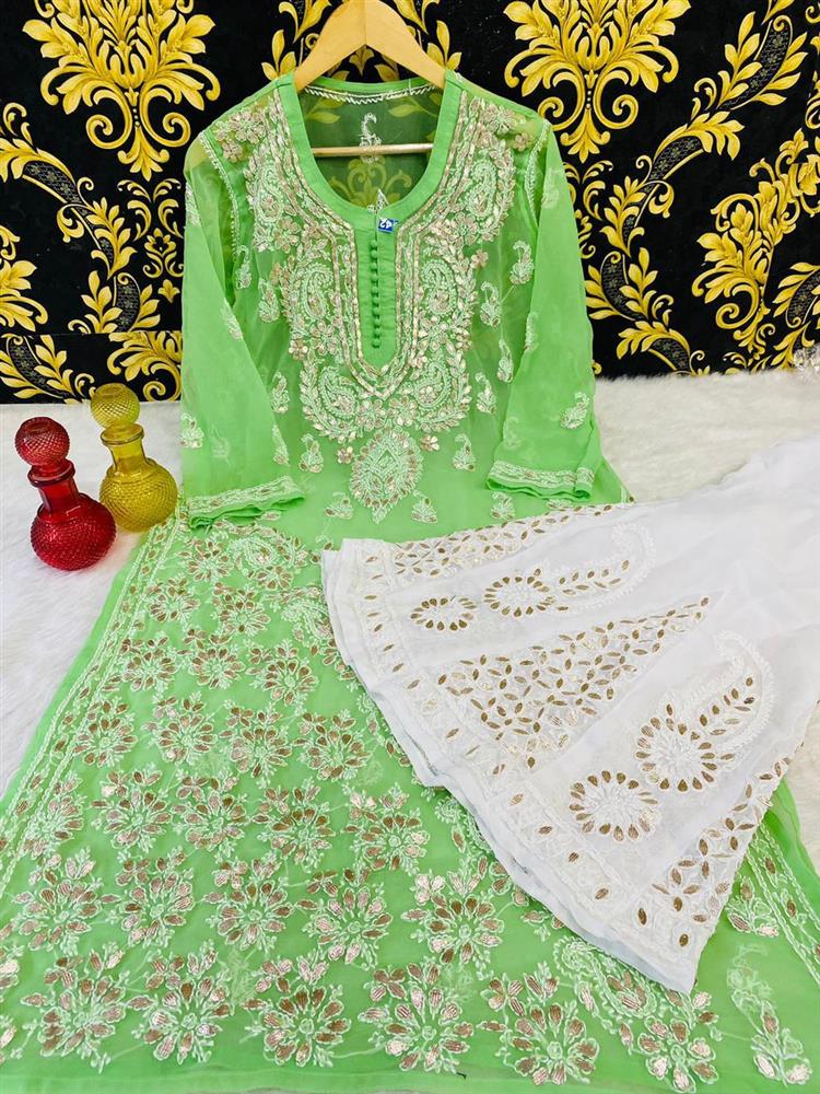 Chikankari Gottapati work with sarara