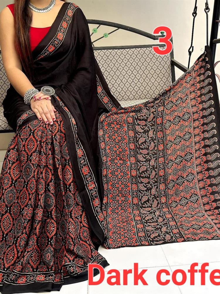 Ajrakh Hand Block saree