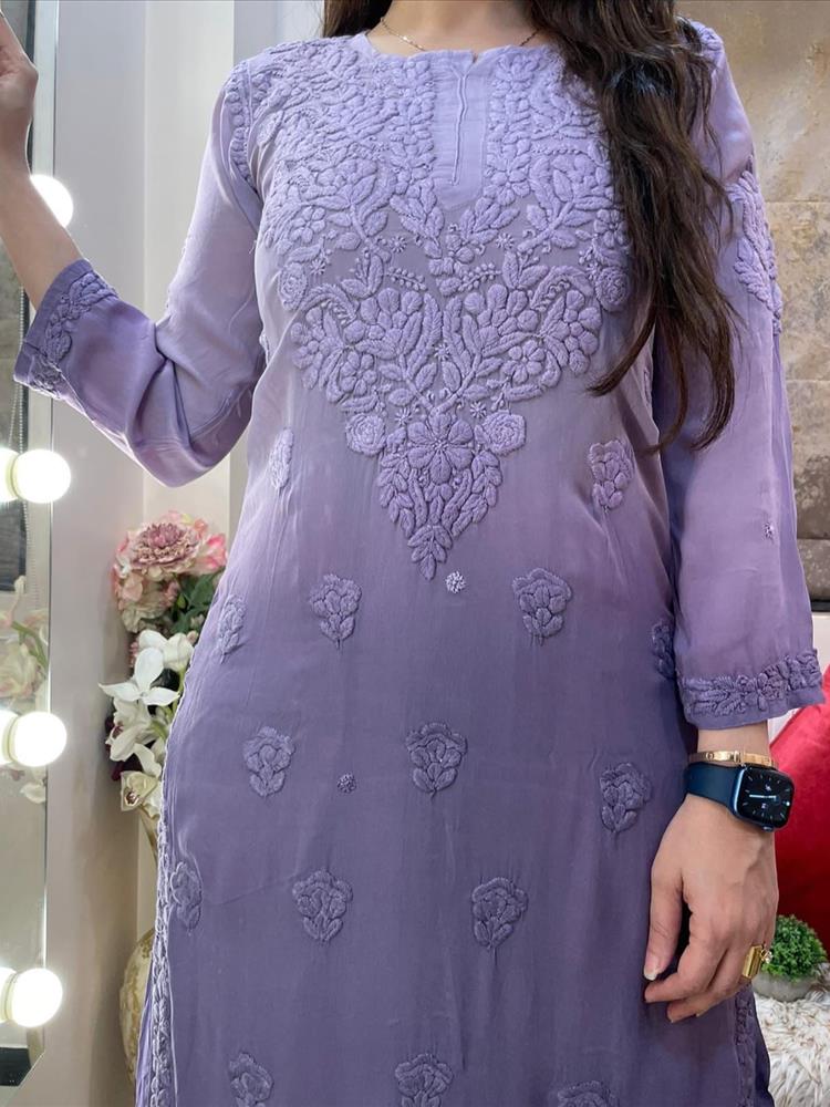 Viscose Chikankari Kurti with Pallazo 