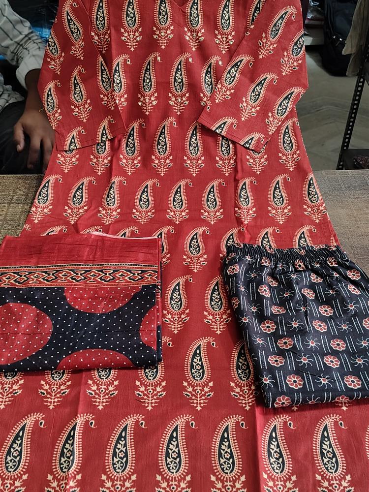 Cotton kurti pant dupatta setp