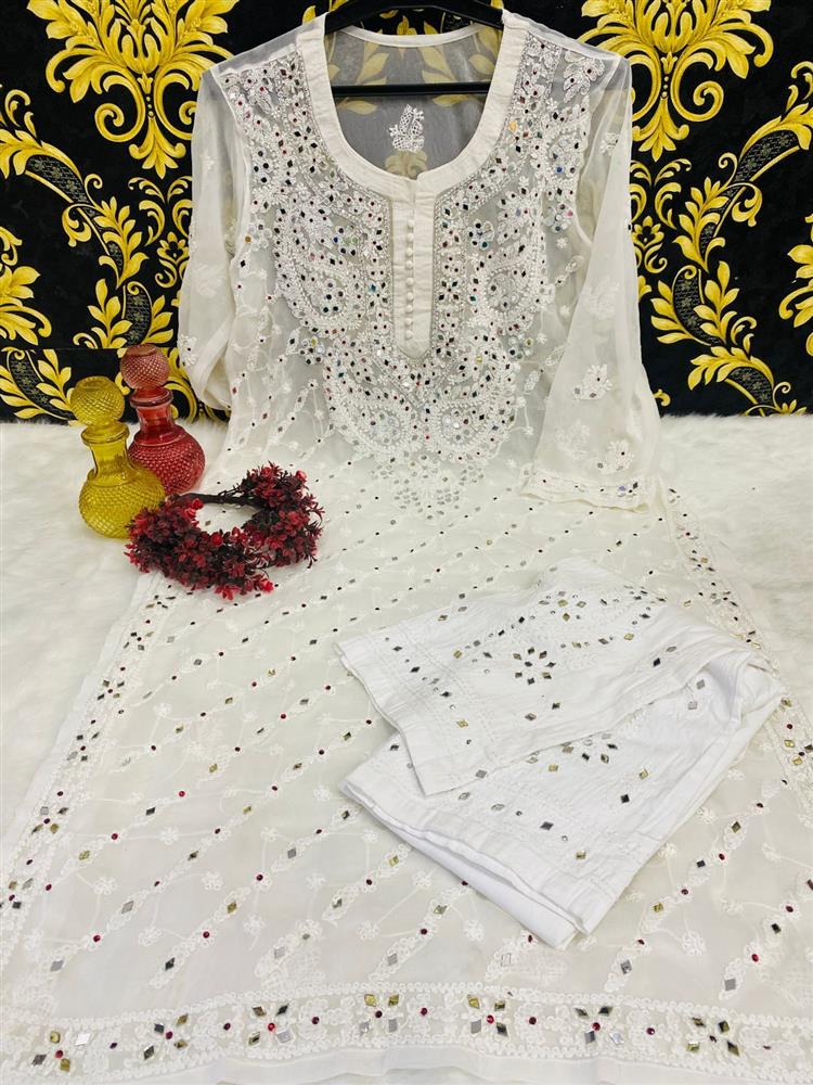 Chikankari Mirror Work Kurtis