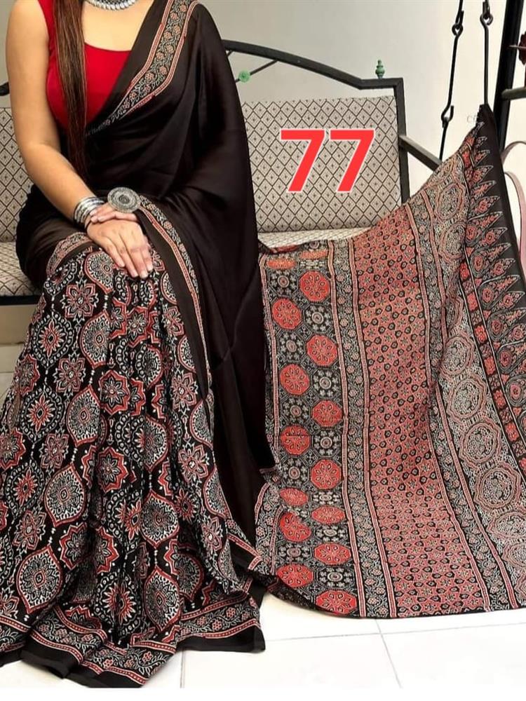 Ajrakh Hand Block saree