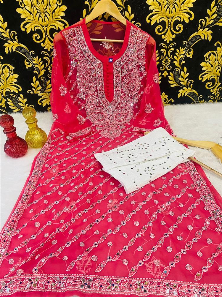 Chikankari Mirror Work Kurtis
