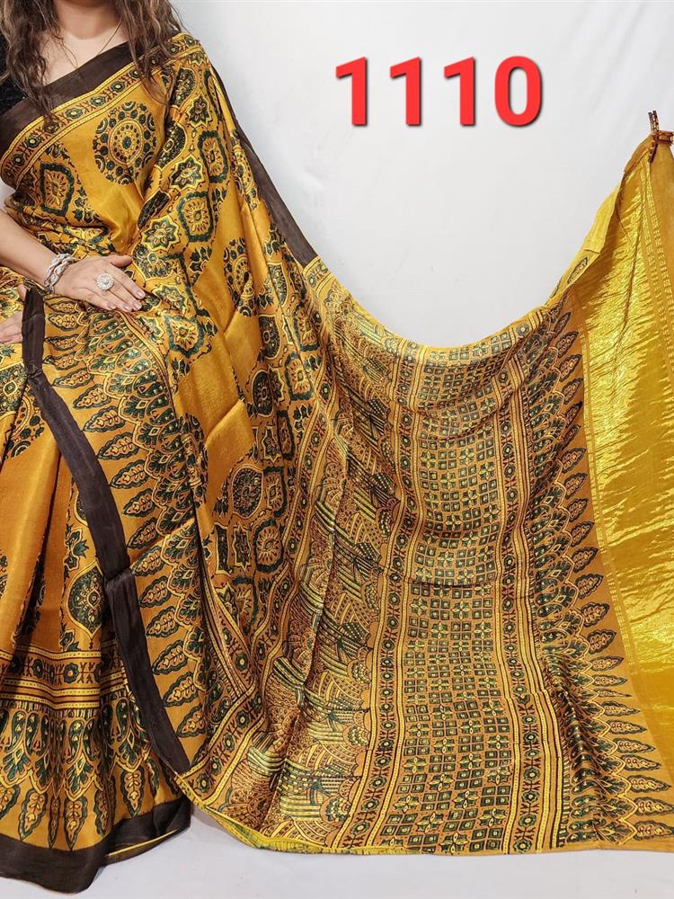 Hand Block Ajrakh Saree